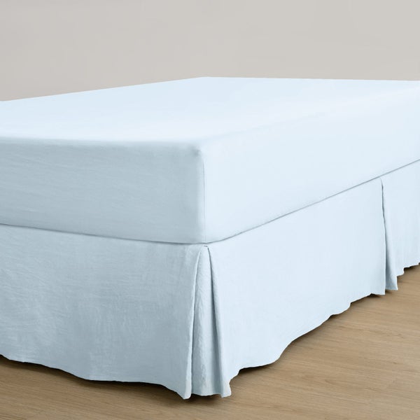Dreamaker Superfine Washed Microfibre Pleated Valance Ice Blue Super King Bed Carousel 1