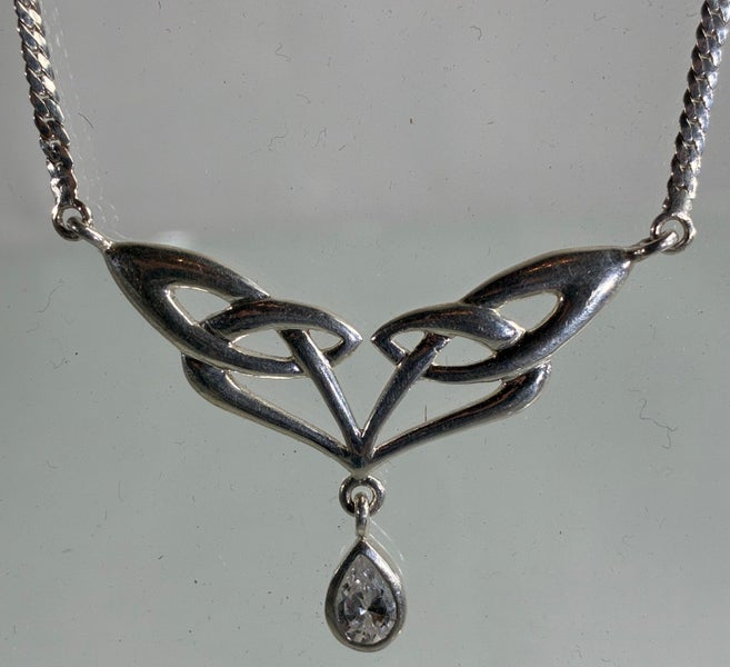 Celtic Double Knot Drop Neckpiece – Sterling Silver & Teardrop Stone Carousel 6