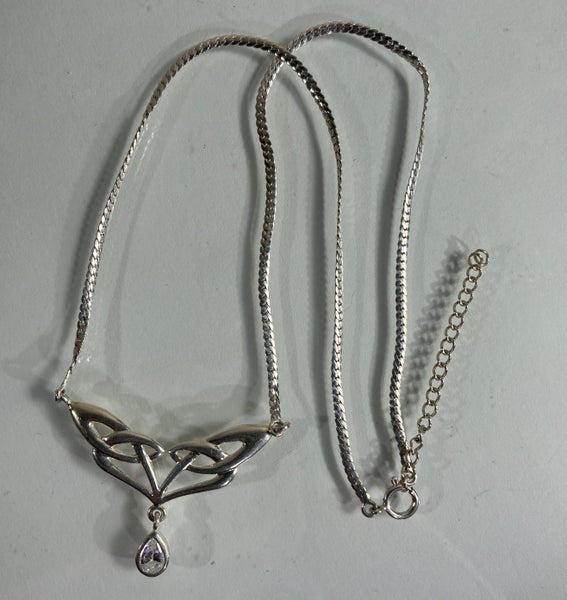 Celtic Double Knot Drop Neckpiece – Sterling Silver & Teardrop Stone Carousel 1