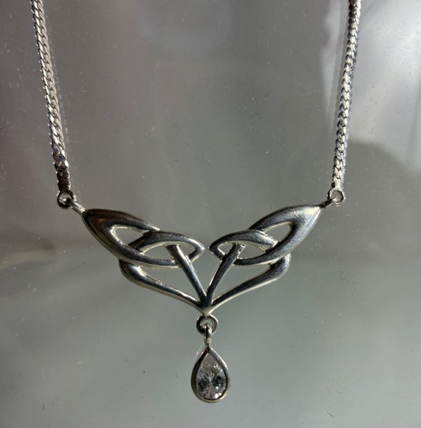 Celtic Double Knot Drop Neckpiece – Sterling Silver & Teardrop Stone Carousel 2