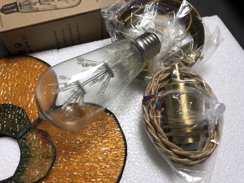 Vintage Tiffany Floral Stained Glass Pendant Light - 25cm Carousel 3