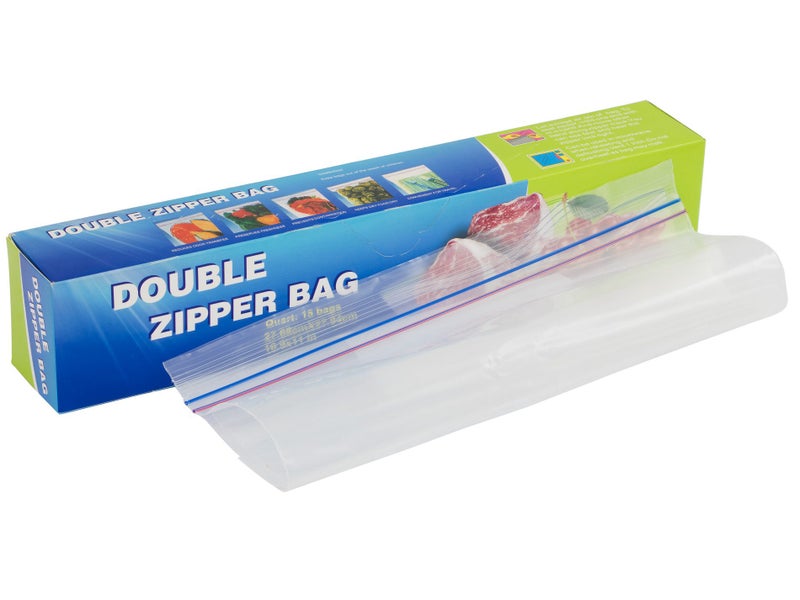 Double Zip Seal Sandwich Bags - 27.5x27.5cmx80mu - 5x Packs of 15 = 75 Bags Carousel 2