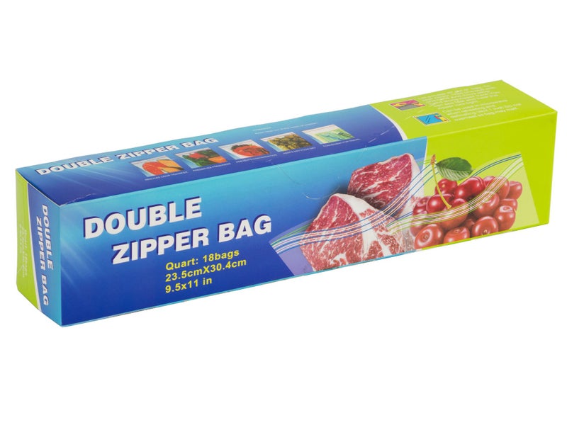 Double Zip Seal Sandwich Bag - 23.5cm x 30.5cm x 80mu - Pack of 18 Carousel 1