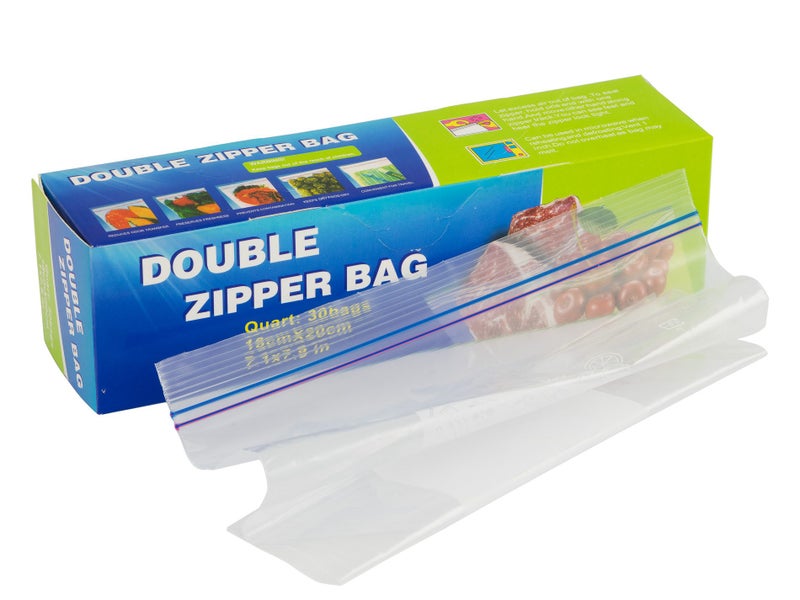 Double Zip Seal Sandwich Bag - 18cm x 20cm x 80mu - Pack of 30 Carousel 2