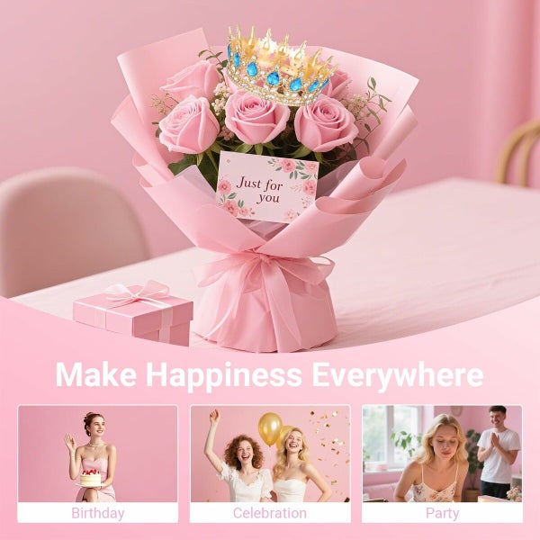 Crown for Women Queen Crown Tiara for Princess Party Gold Light Blue Carousel 10