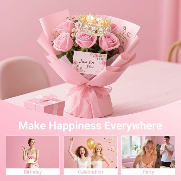 Crown for Women,Queen Crown Tiara for Princess Party Gold White Carousel 10