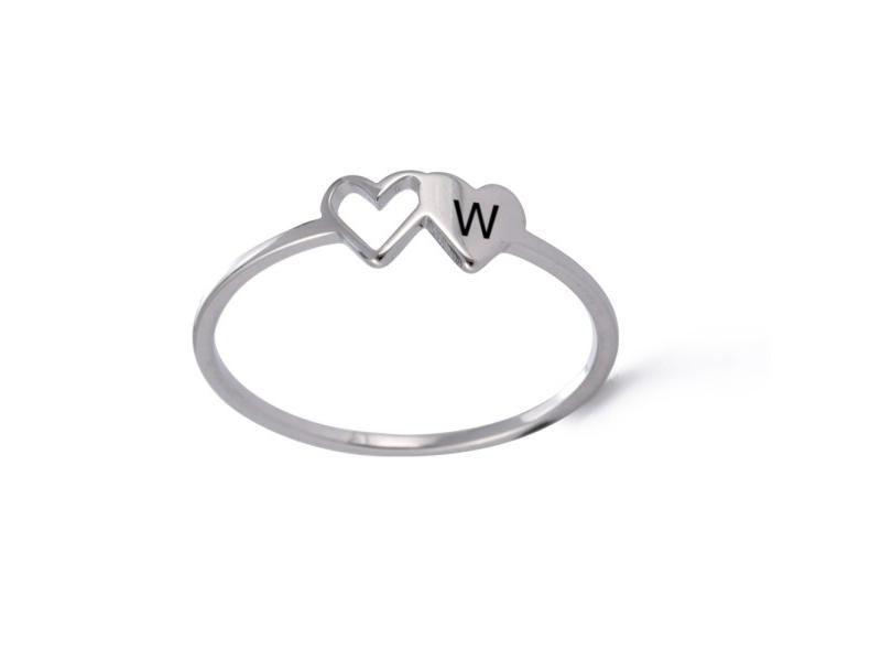 COOLTIME Initial Letter Ring For Women Stainless Steel A-Z Alphabet Double Carousel 1