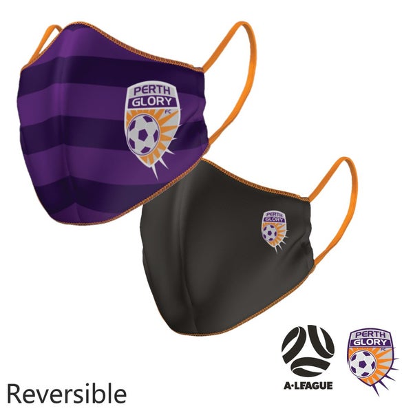 Perth Glory A-League Large Adult Reversible Washable Face Mask Carousel 1