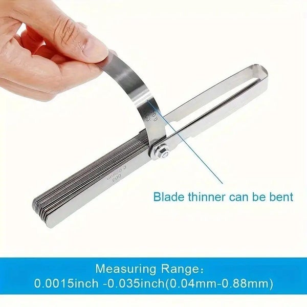 New 32-in-1 Feeler Gauge Set Stainless Steel Dual Marked Metric Inch Carousel 8