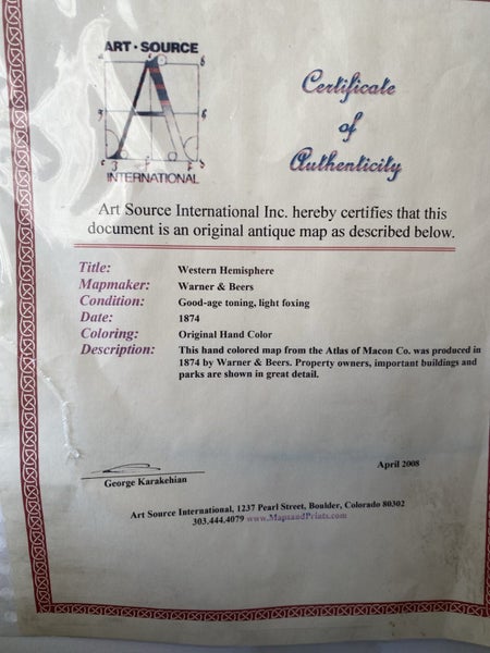 Antique hand coloured map of the Western Hemisphere circa 1874 Carousel 4