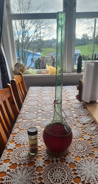 Clear glass Genie type bottle in holder!! Carousel 1