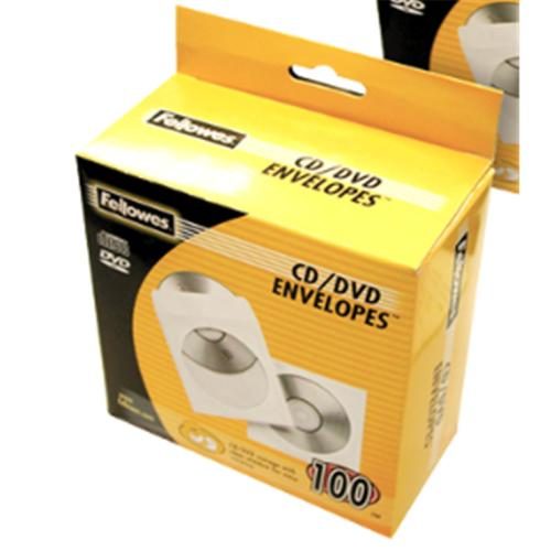 Fellowes 90691 CDs/DVD Paper Sleeves Envelopes with Window - 100 Pack White Carousel 1