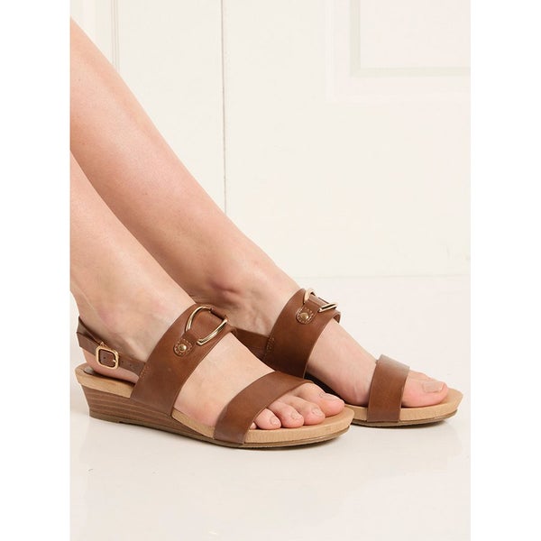 These are just so cute! Billie Buckle Wedge Sandal - Size 8 - Tan64178813400323110