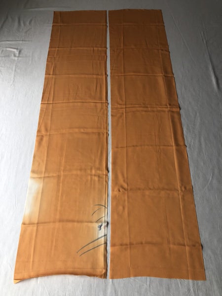 Vintage Japanese Orange Silk Fabric Pieces Kimono Panels Carousel 1