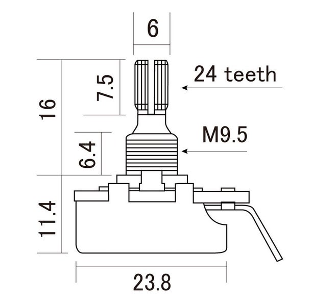 250k CTS Precision 'Short' Audio Taper Pot - Split Shaft Guitar tone Carousel 2