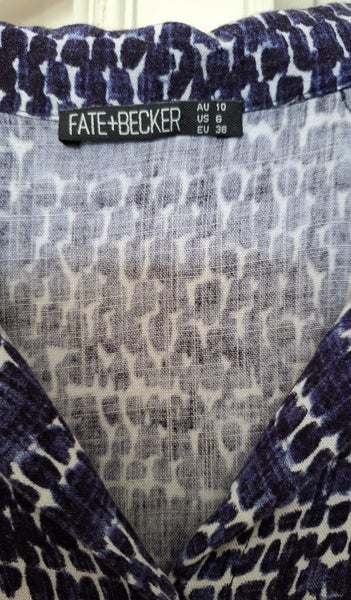 Fate and Becker short sleeved, loose fitting dress - blue and white Carousel 3