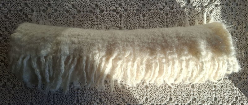 Thick, cream mohair rug / small blanket / throw - brand unknown Carousel 1