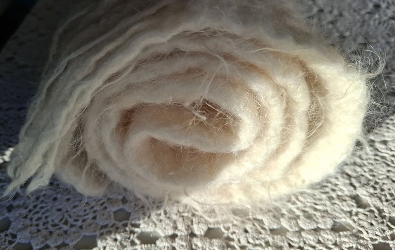 Thick, cream mohair rug / small blanket / throw - brand unknown Carousel 2