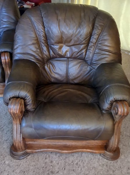 Lounge suite oak and leather63617767124993111