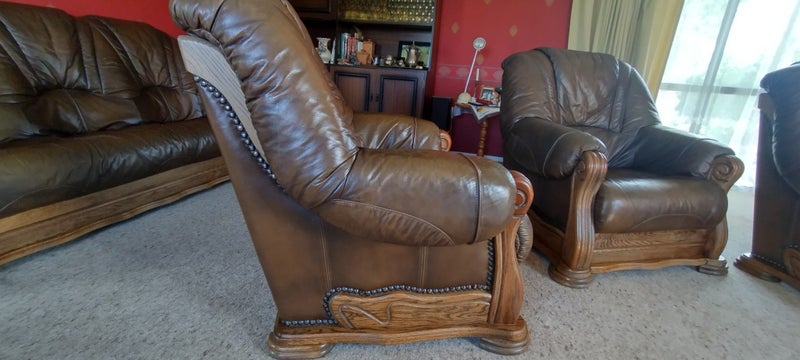 Lounge suite oak and leather63617767124993112