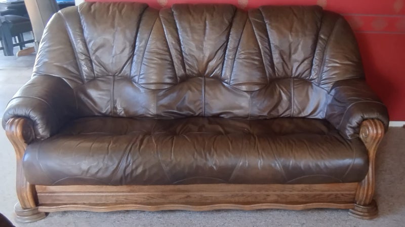Lounge suite oak and leather63617767124993113