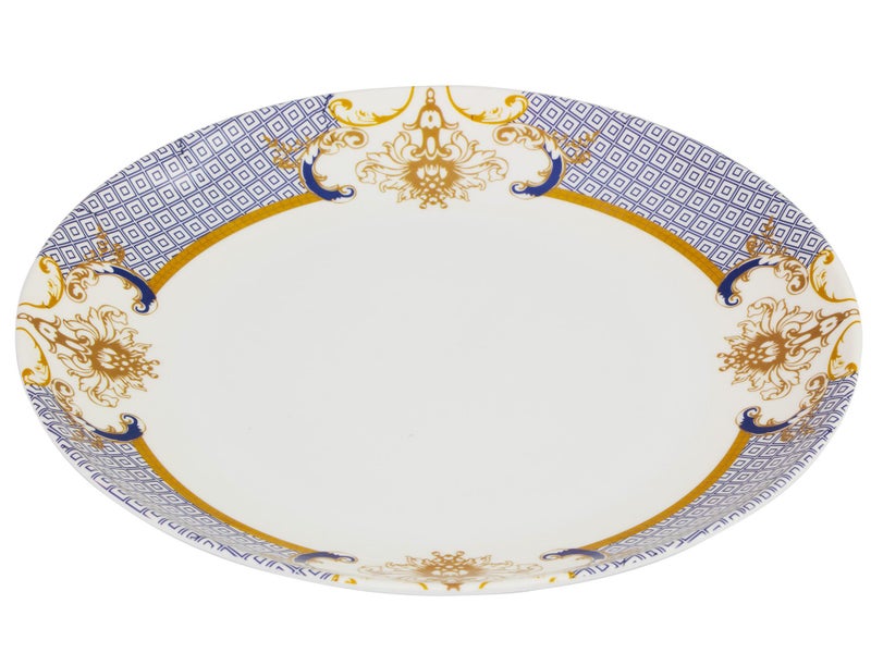 30cm Large Round Plate with Decorative Blue Pattern - Melamine Dish Platter Carousel 1