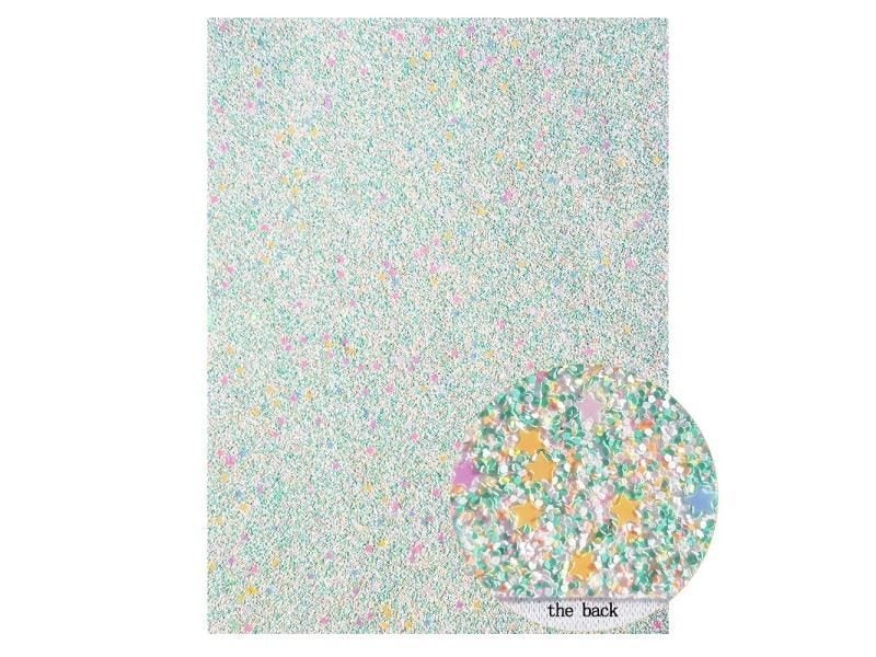 QIBU 22*30cm Colorful Faux Leather Sheet A4 Christams Chunky Glitter Fabric For Carousel 1