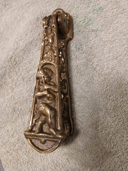 VINTAGE SOLID BRASS / BRONZE CHERUB DOOR KNOCKER / SOLID CAST METAL Carousel 2