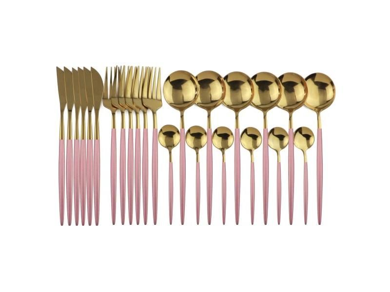 24Pcs Green Gold Cutlery Set Mirror Colorful Flatware Set 304 Stainless Steel Carousel 1