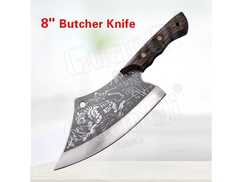 8 Inch Stainless Steel Butcher Knife Fishing Cooking Knife Handmade Forged Bone Carousel 1