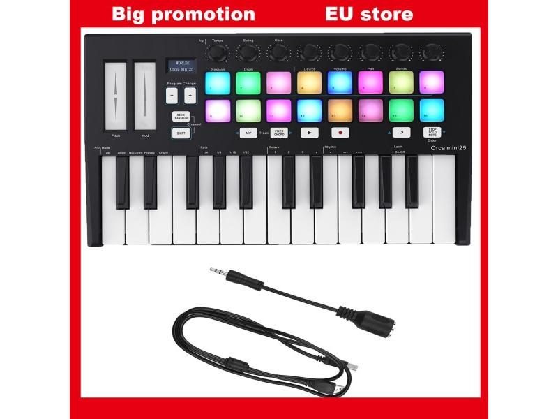 Hot WORLDE Panda MIDI Keyboard MIDI Controller Drum Pad MINI 25Key Portable USB Carousel 1