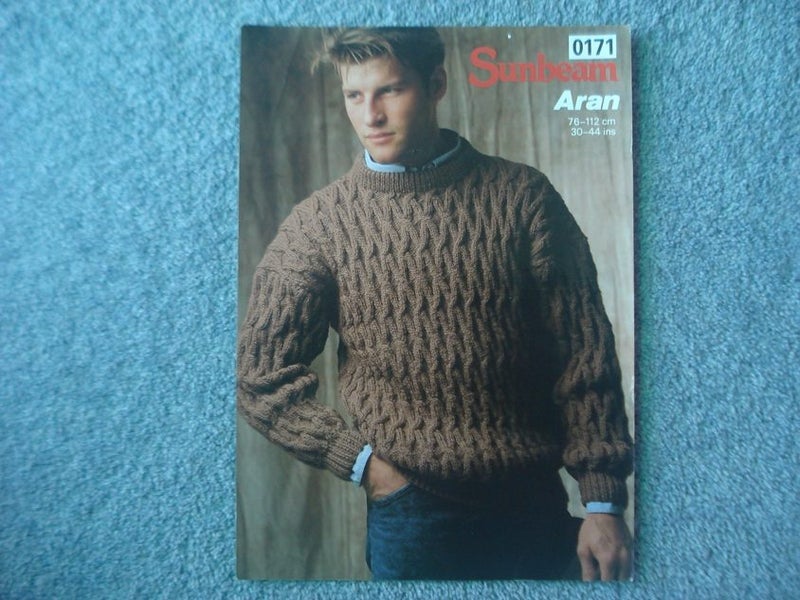 SUNBEAM 0171 Lattice Sweater Aran Knitting Pattern Carousel 1