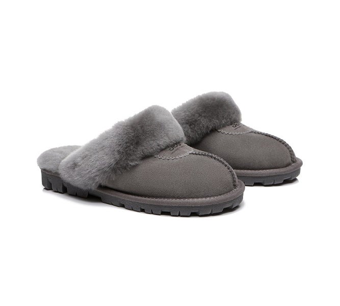 AUSTRALIAN SHEPHERD(R) UGG Slippers Double Face Sheepskin Wool Scuff Waffle Carousel 1