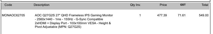 Mid Range Gaming Setup - RXT 3060 - i7 10400f - AOC Q27G2S 2560x1440 155HZ63617772931843114
