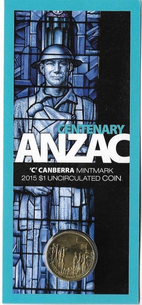AUSTRALIA 2015 Anzac $1 coin in folder UNC Carousel 1