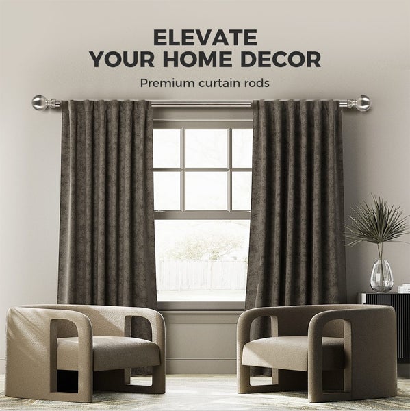 Marlow Adjustable Curtain Tension Rod Extendable Shower Rail Closet Pole Steel Carousel 2