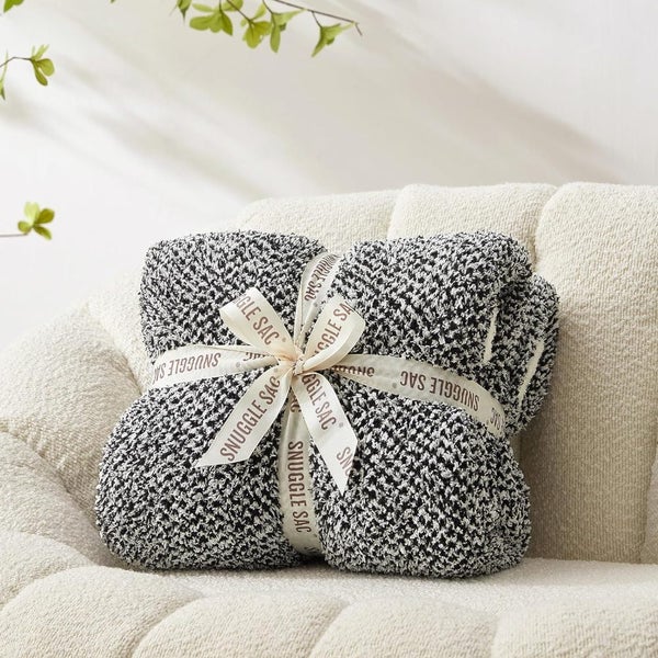 Elosung Black And White Plush Chenille Knit Throw Blanket Soft Cozy Polyester Fo Carousel 2