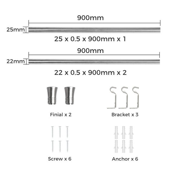 Marlow Satin Nickel Curtain Rod Steel Quiet Rail Pole Pommel Set Carousel 2