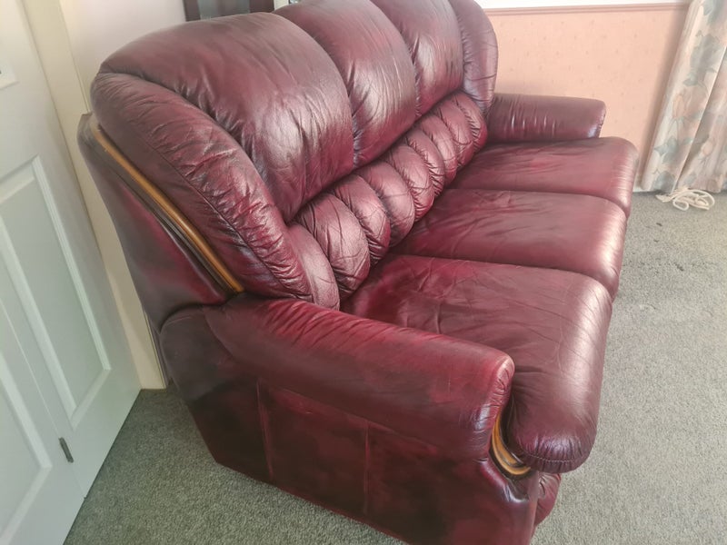 Lounge Suite Italian aged red/black wash leather63619194338177113
