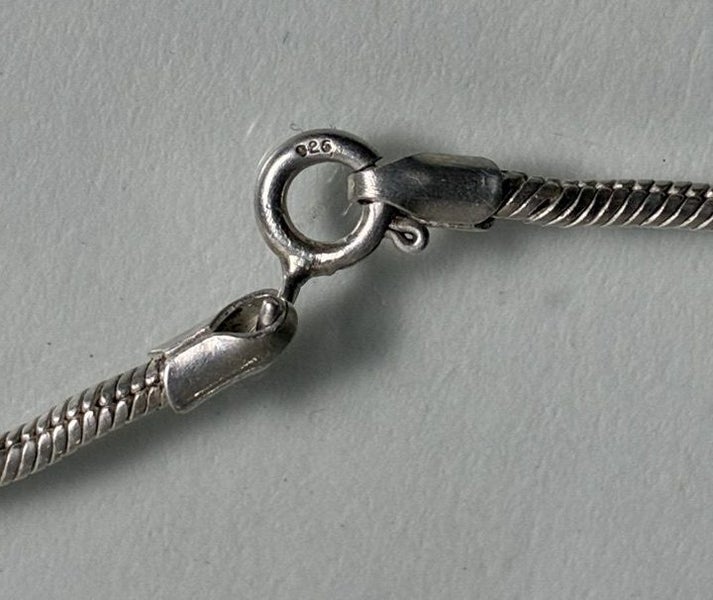 Vintage Large Sterling Silver Egyptian Siwa Disk Pendant & Sterling Snake Chain Carousel 11