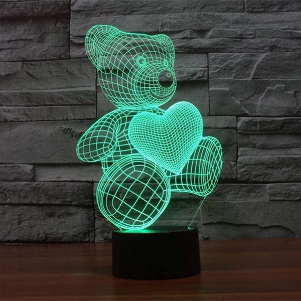 3D Acrylic Teddy Bear 7 Color Kids Bedside Night Light Carousel 1