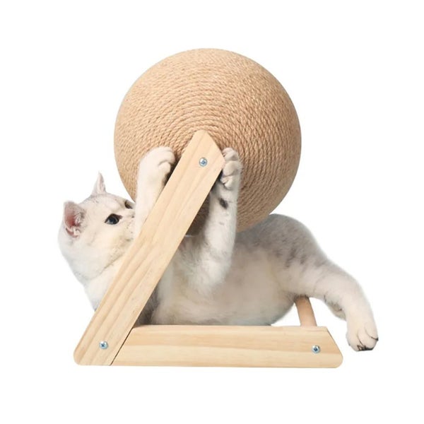 Interactive Wooden Sisal Cat Scratching Post Ball Carousel 2