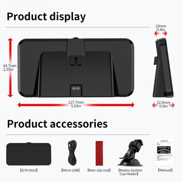 G10 GPS Speedometer Multifunction HUD, Speed, Distance Compass, Alarms Carousel 7