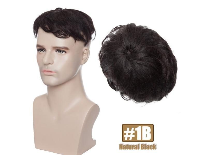 S-noilite 16x19cm 35g Men Toupee Human Hair Replacement System Hair Toppers Carousel 1