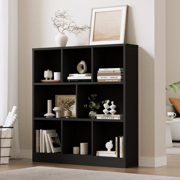Bookshelf Display Shelves Unit Bookcase Book Cube Storage Stand Rack Black Carousel 1