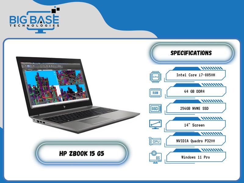 HP ZBook 15 G5 – i7 | 64 GB RAM | NVIDIA GPU | 256GB SSD | 15” Display63667589040129110