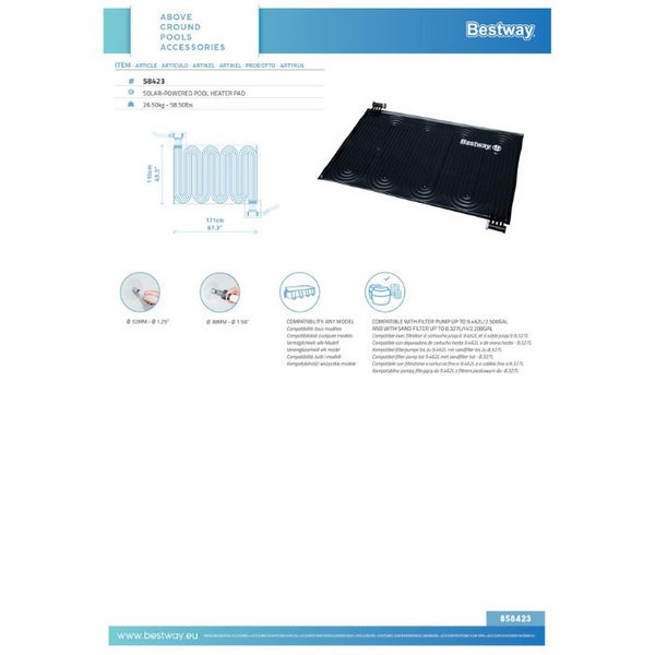 Bestway Solar Heating Pad 1.10m x 1.71m Carousel 6