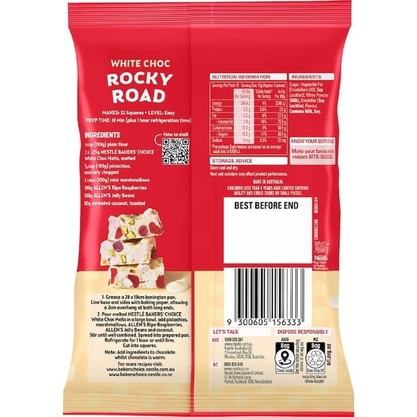Nestle Bakers Choice White Chocolate Melts 225g Carousel 2