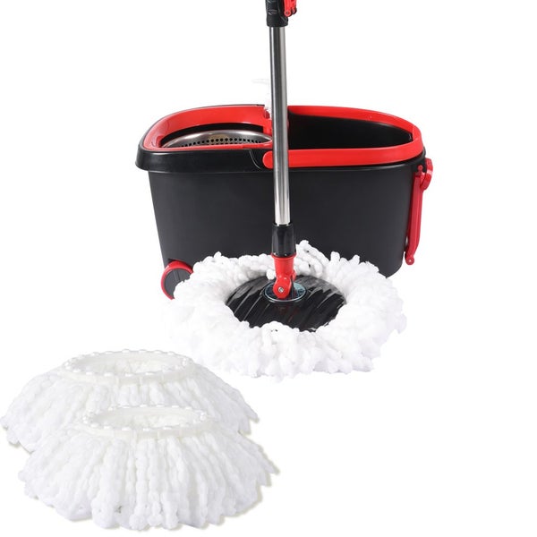 Cleanflo Spin Mop Bucket Set 360° Degree Stainless-Steel Rotating Wet Dry Black Carousel 1
