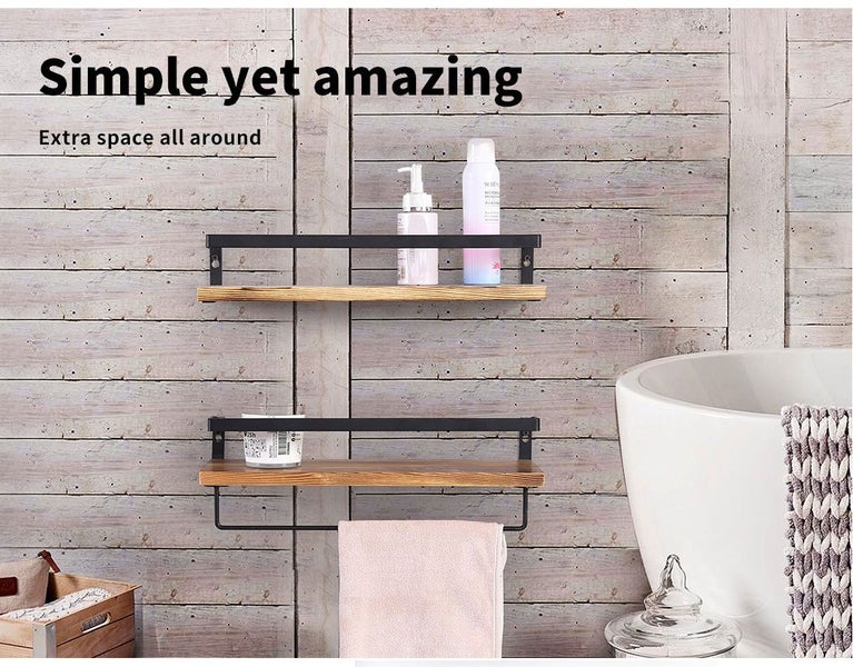 Levede Floating Shelf Brackets Wall Mount Rack Towel Rail Display Shelves 40cm Carousel 2